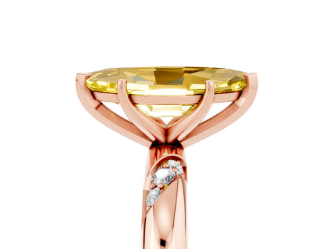 Rose gold Marquise Cut Solitaire Diamond Engagement Ring with Twisted Pave Band and Four-Prong Setting_5