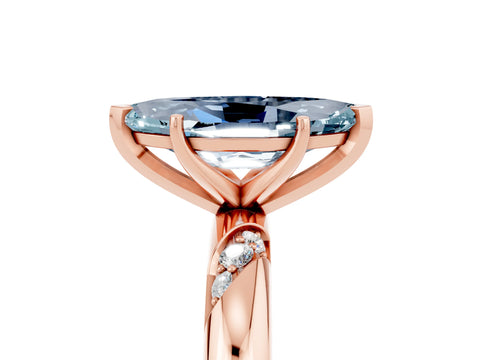 Rose gold Marquise Cut Solitaire Diamond Engagement Ring with Twisted Pave Band and Four-Prong Setting_5