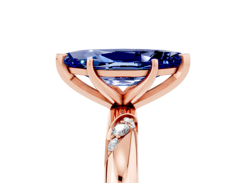 Rose gold Marquise Cut Solitaire Diamond Engagement Ring with Twisted Pave Band and Four-Prong Setting_5