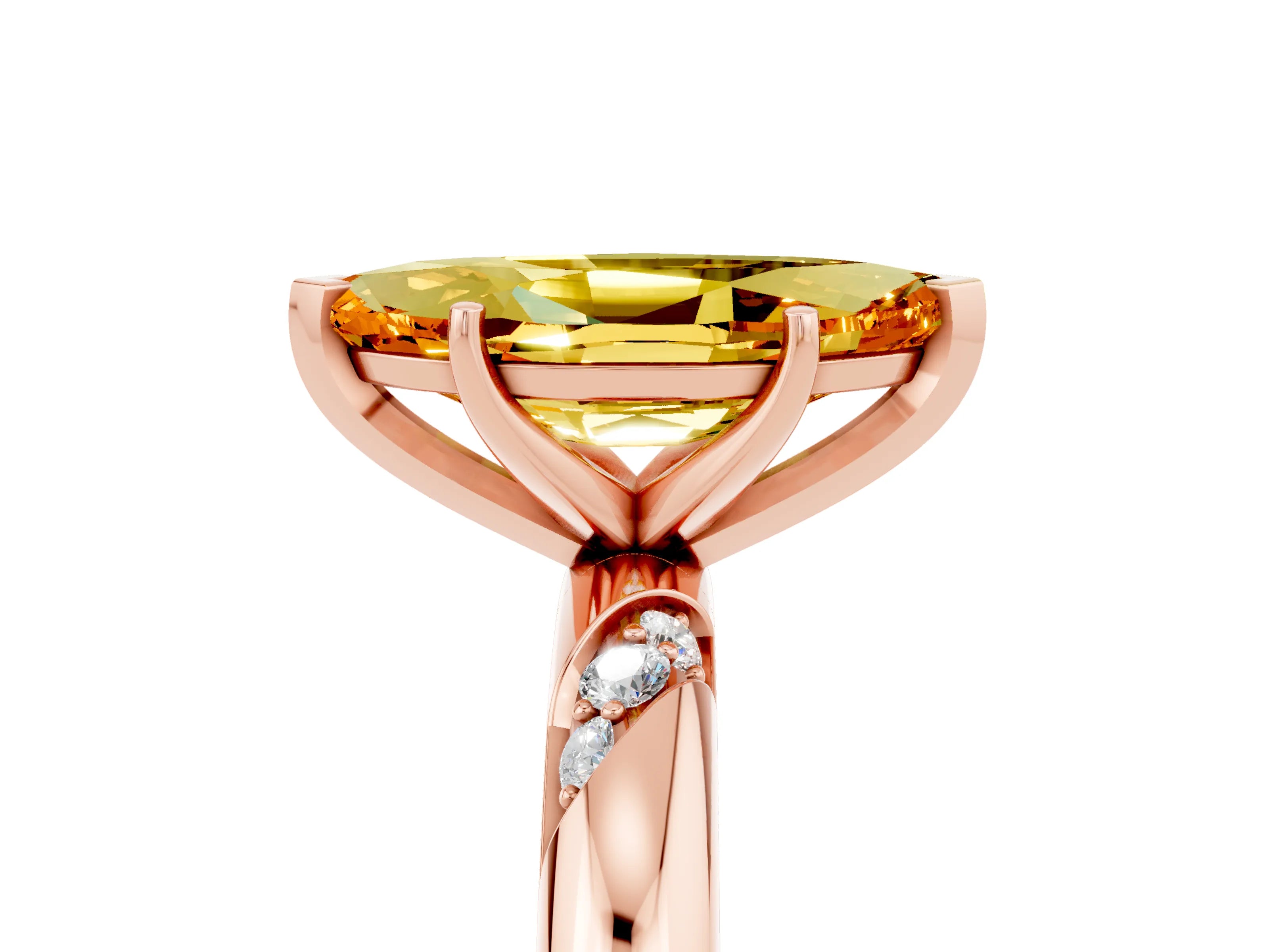 Rose gold Marquise Cut Solitaire Diamond Engagement Ring with Twisted Pave Band and Four-Prong Setting_5