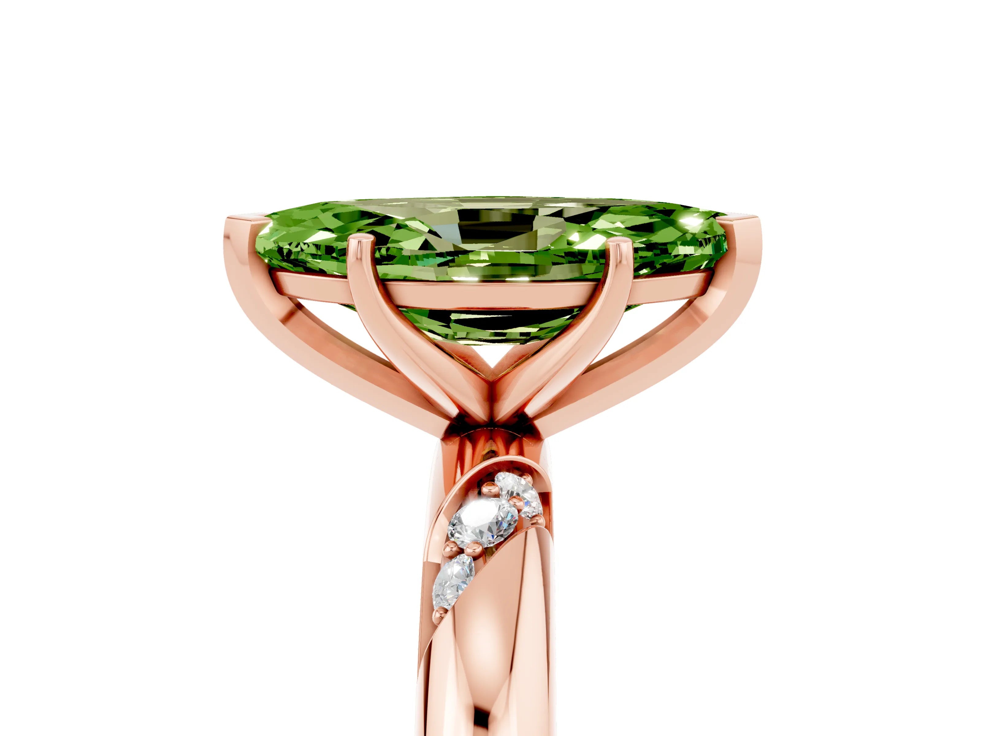 Rose gold Marquise Cut Solitaire Diamond Engagement Ring with Twisted Pave Band and Four-Prong Setting_5
