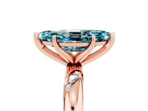 Rose gold Marquise Cut Solitaire Diamond Engagement Ring with Twisted Pave Band and Four-Prong Setting_5