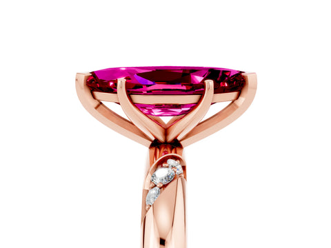 Rose gold Marquise Cut Solitaire Diamond Engagement Ring with Twisted Pave Band and Four-Prong Setting_5