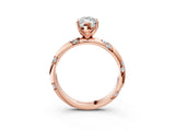 Rose gold Marquise Cut Solitaire Diamond Engagement Ring with Twisted Pave Band and Four-Prong Setting_6