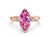 Rose gold Marquise Cut Solitaire Diamond Engagement Ring with Twisted Pave Band and Four-Prong Setting