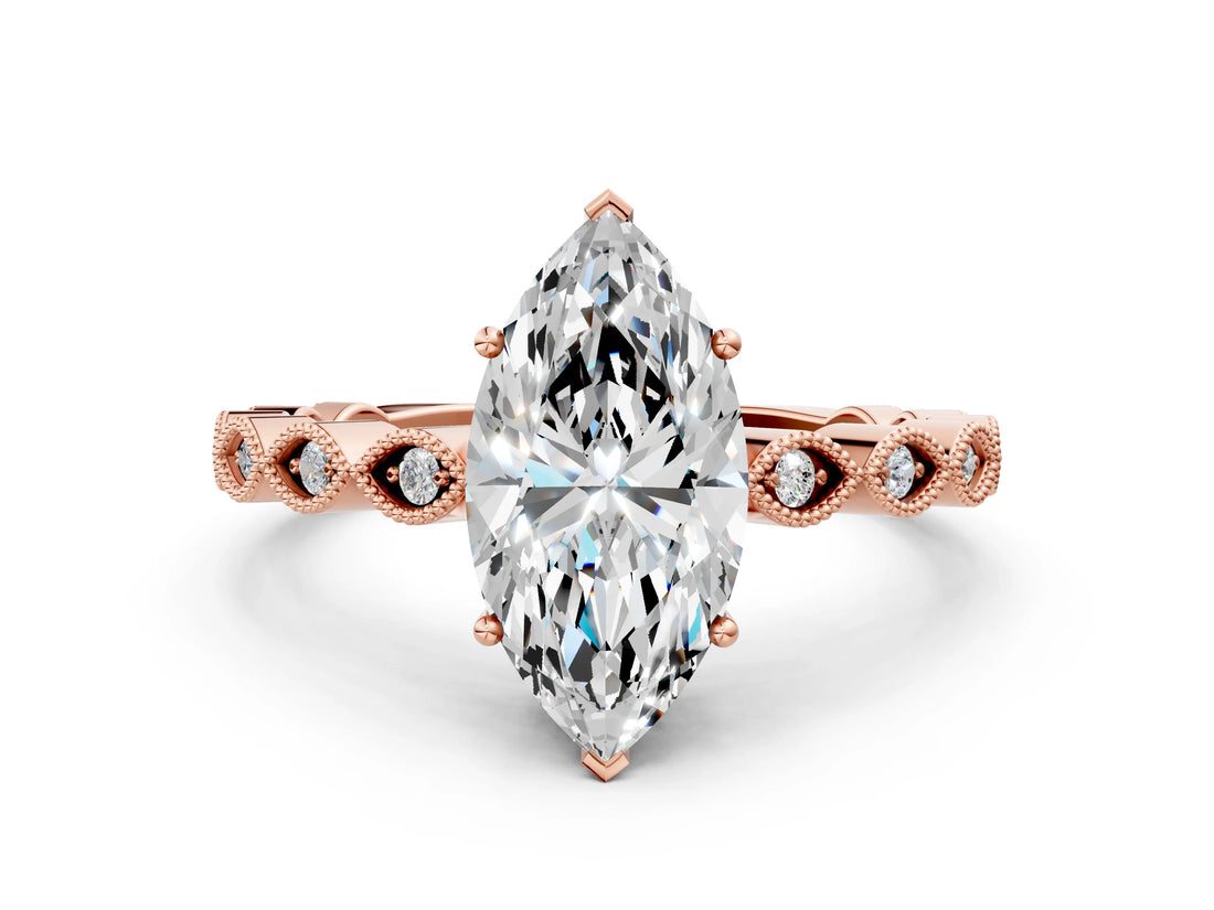Rose gold Marquise Cut Solitaire Diamond Ring with Infinity Twist Band and Four-Prong Setting_37
