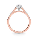 Rose gold Marquise Cut Solitaire Diamond Ring with Pave Band and Four-Prong Setting 2