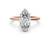 Rose gold Marquise Cut Solitaire Diamond Ring with Prong Setting and Plain Band_3