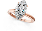 Rose gold Marquise Cut Solitaire Diamond Ring with Prong Setting and Plain Band_4
