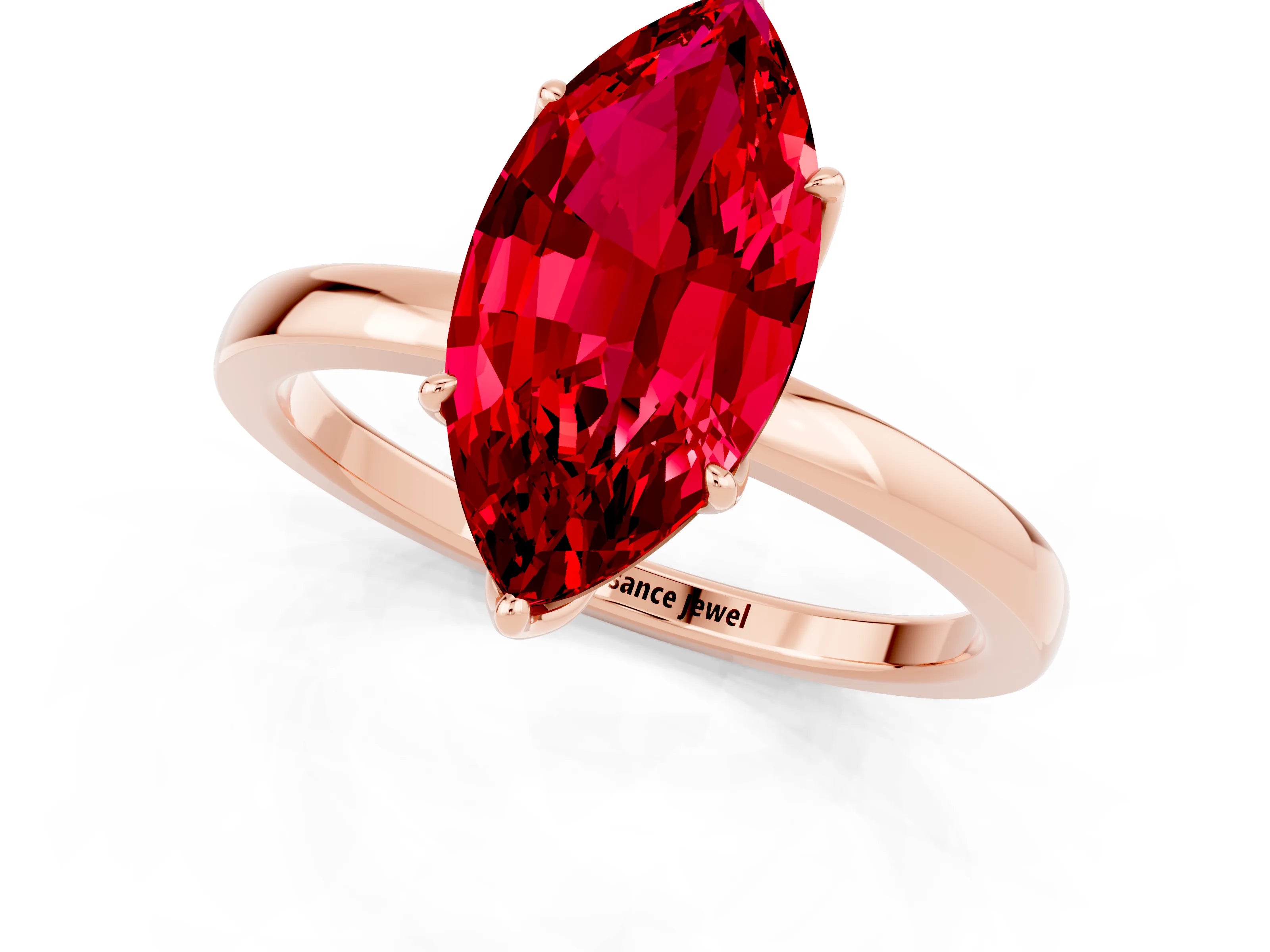 Rose gold Marquise Cut Solitaire Diamond Ring with Thin Band and Four-Prong Setting_1