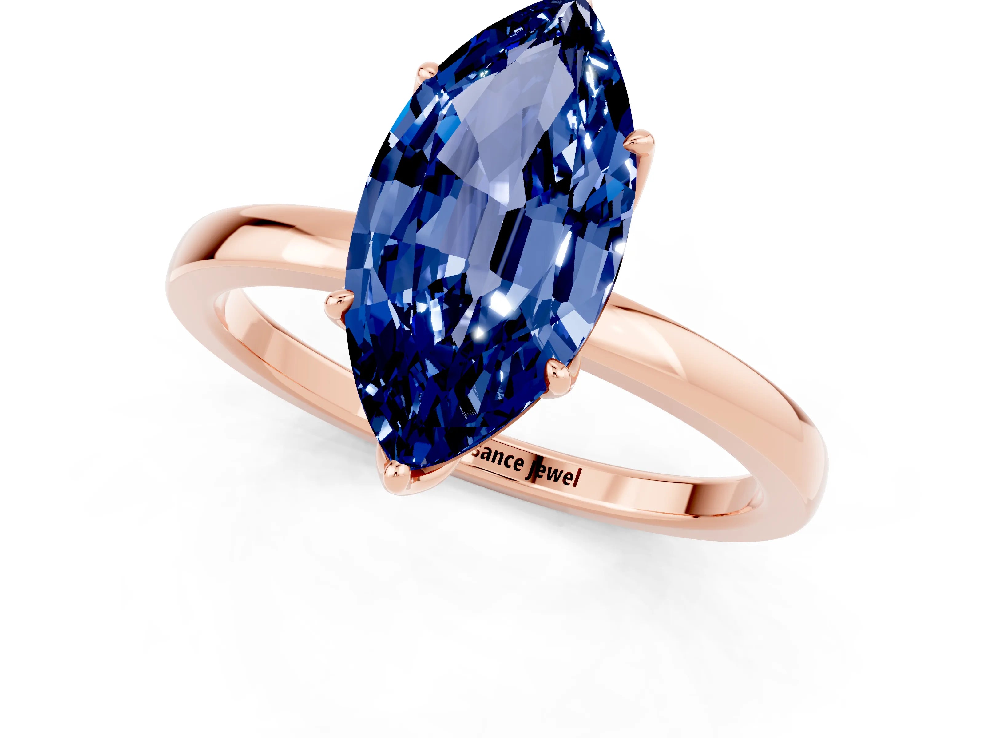 Rose gold Marquise Cut Solitaire Diamond Ring with Thin Band and Four-Prong Setting_1