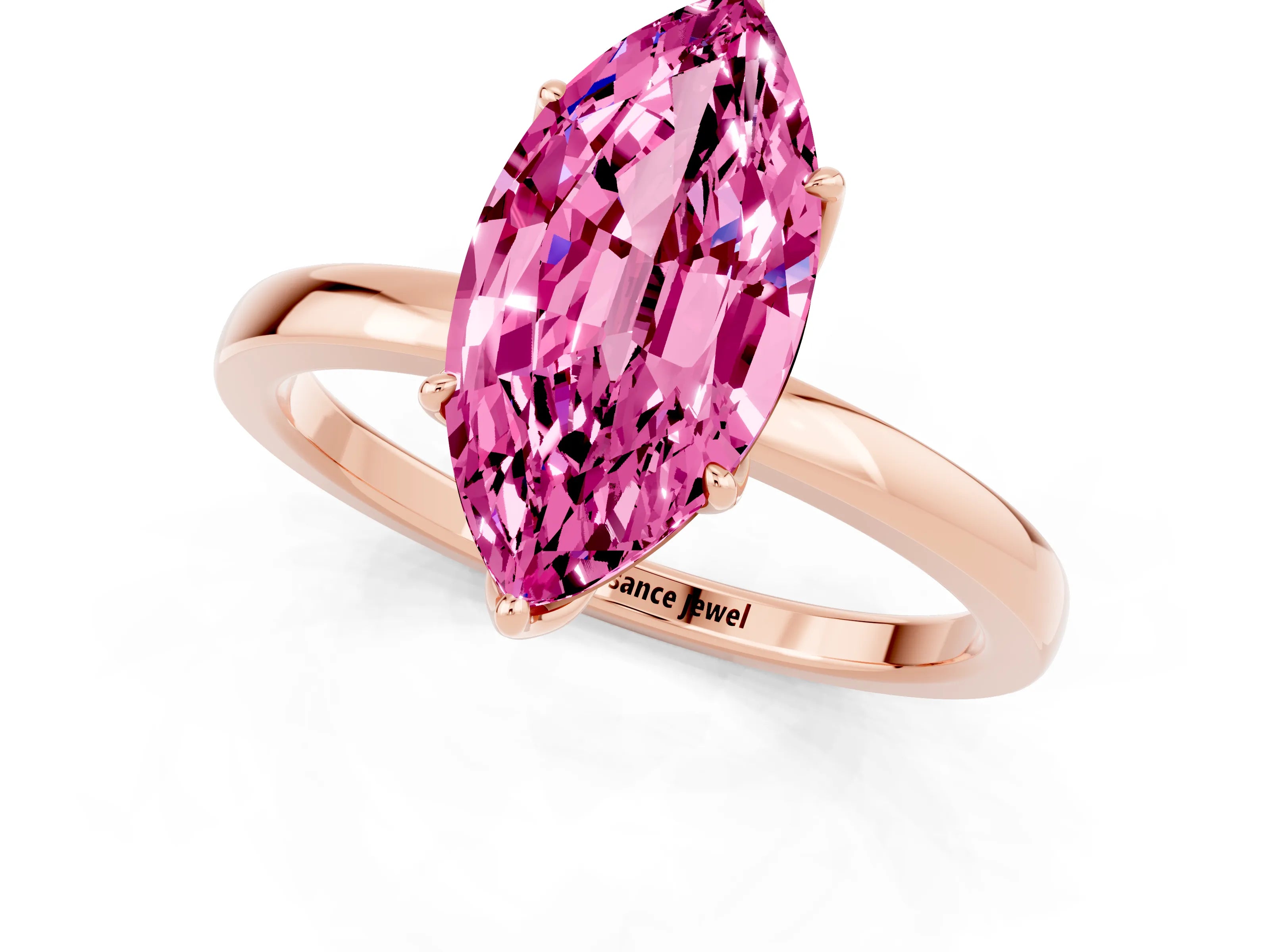 Rose gold Marquise Cut Solitaire Diamond Ring with Thin Band and Four-Prong Setting_1