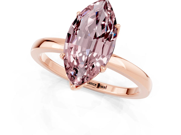 Rose gold Marquise Cut Solitaire Diamond Ring with Thin Band and Four-Prong Setting