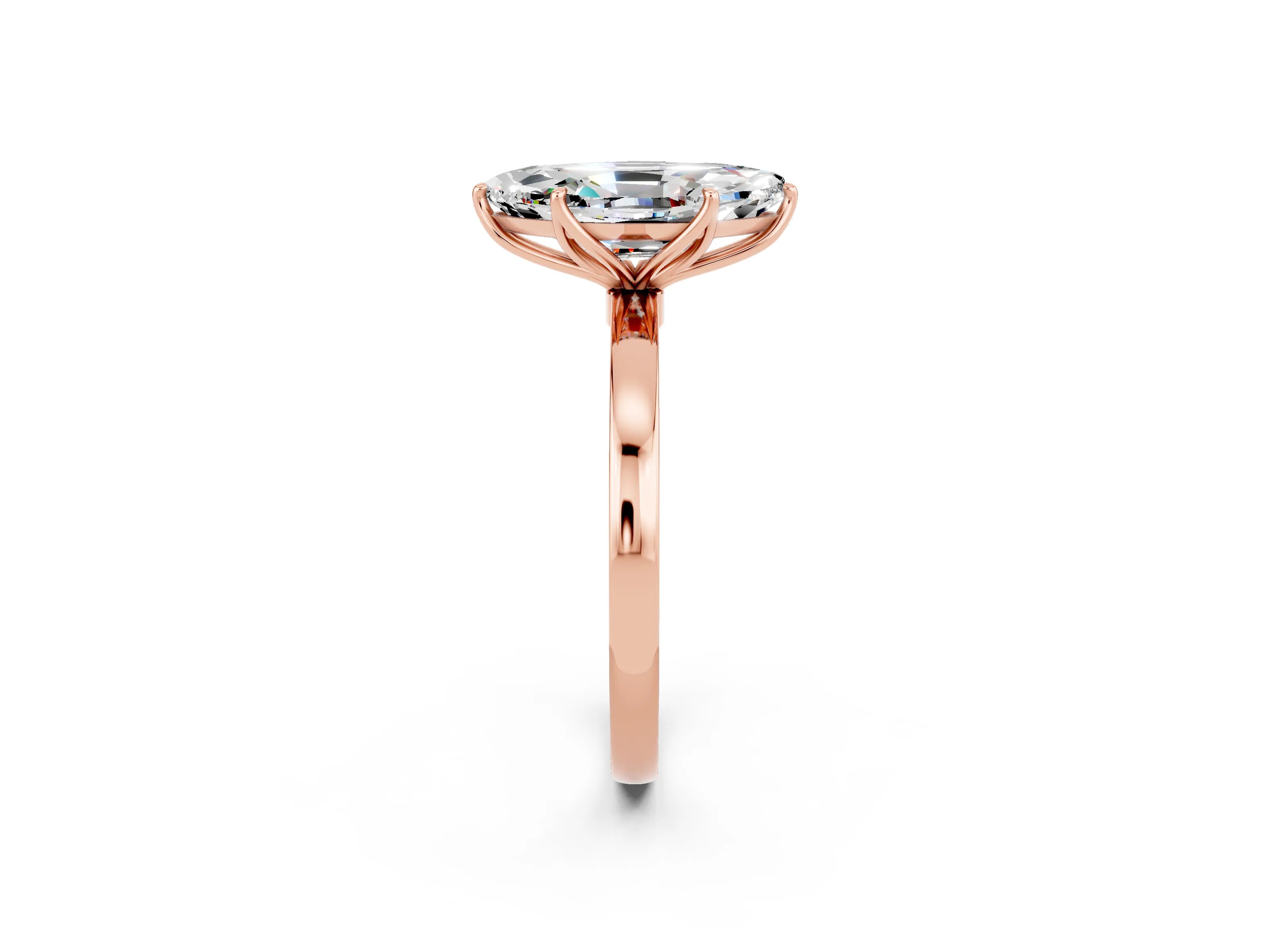 Rose gold Marquise Cut Solitaire Diamond Ring with Thin Band and Four-Prong Setting_2