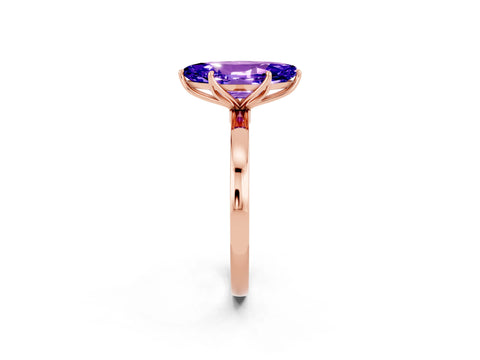 Rose gold Marquise Cut Solitaire Diamond Ring with Thin Band and Four-Prong Setting_2