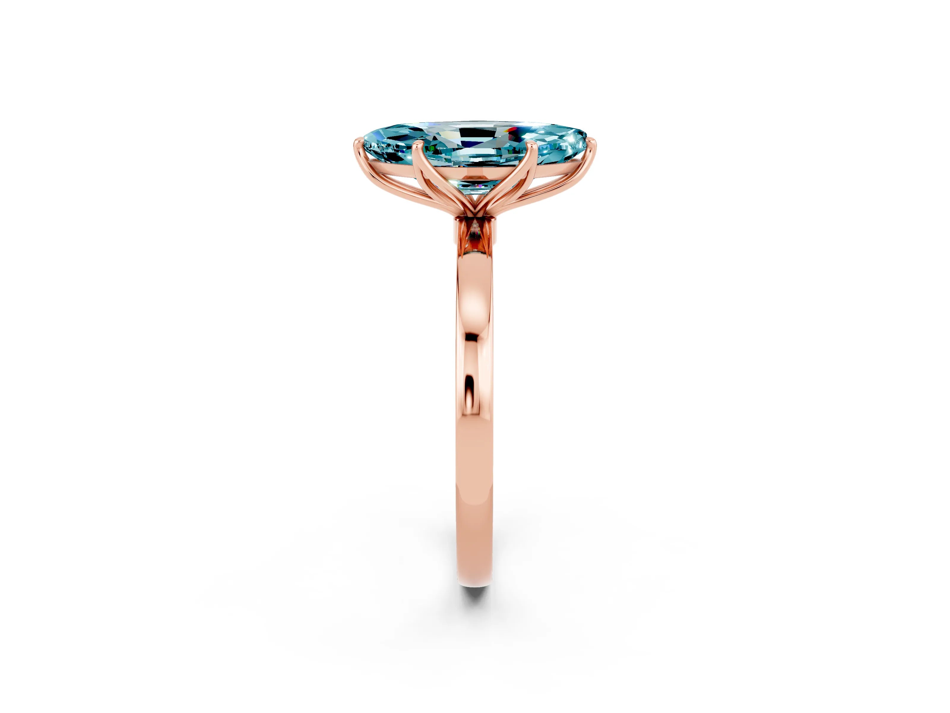 Rose gold Marquise Cut Solitaire Diamond Ring with Thin Band and Four-Prong Setting_2