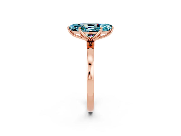 Rose gold Marquise Cut Solitaire Diamond Ring with Thin Band and Four-Prong Setting