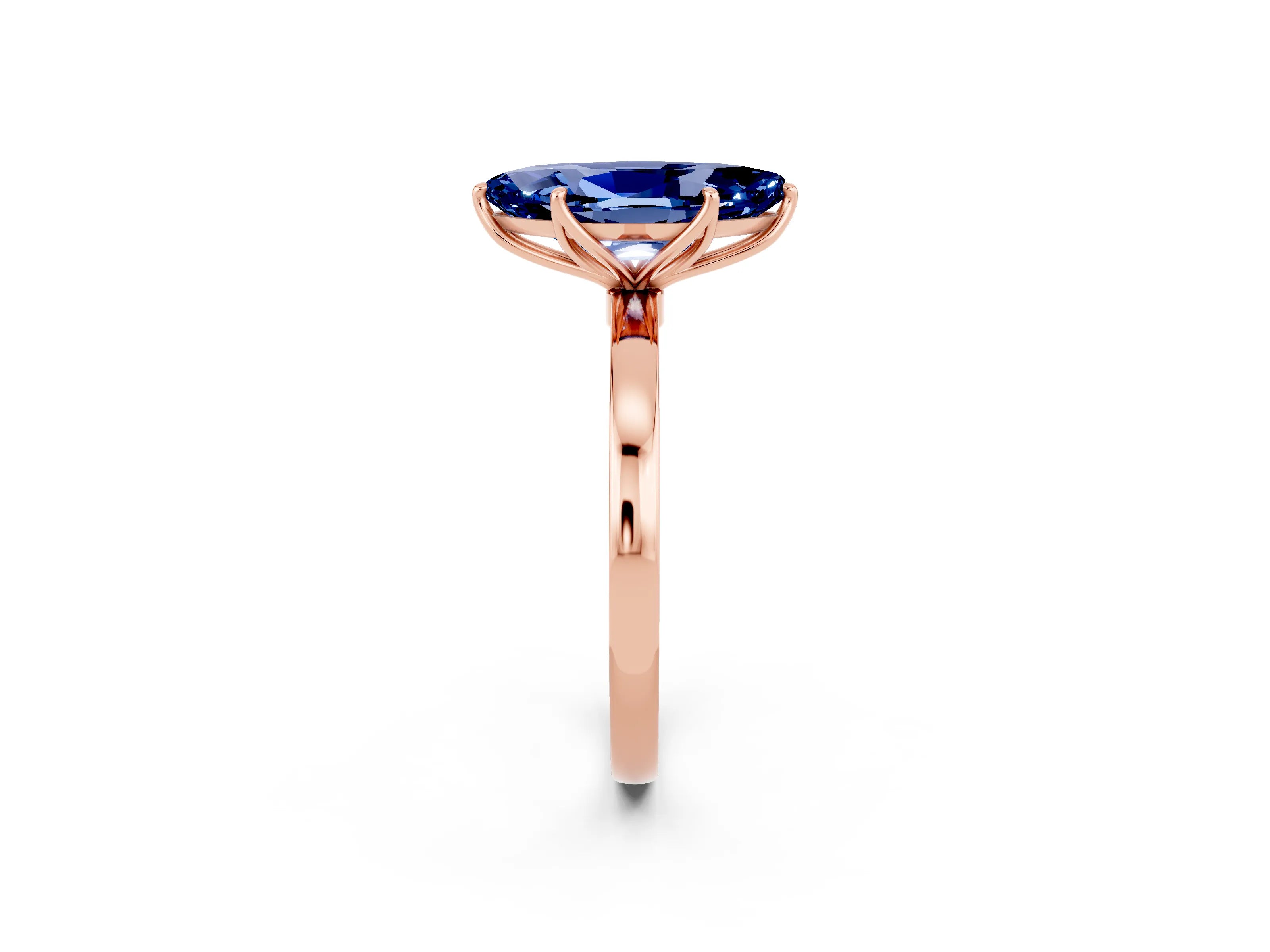 Rose gold Marquise Cut Solitaire Diamond Ring with Thin Band and Four-Prong Setting_2