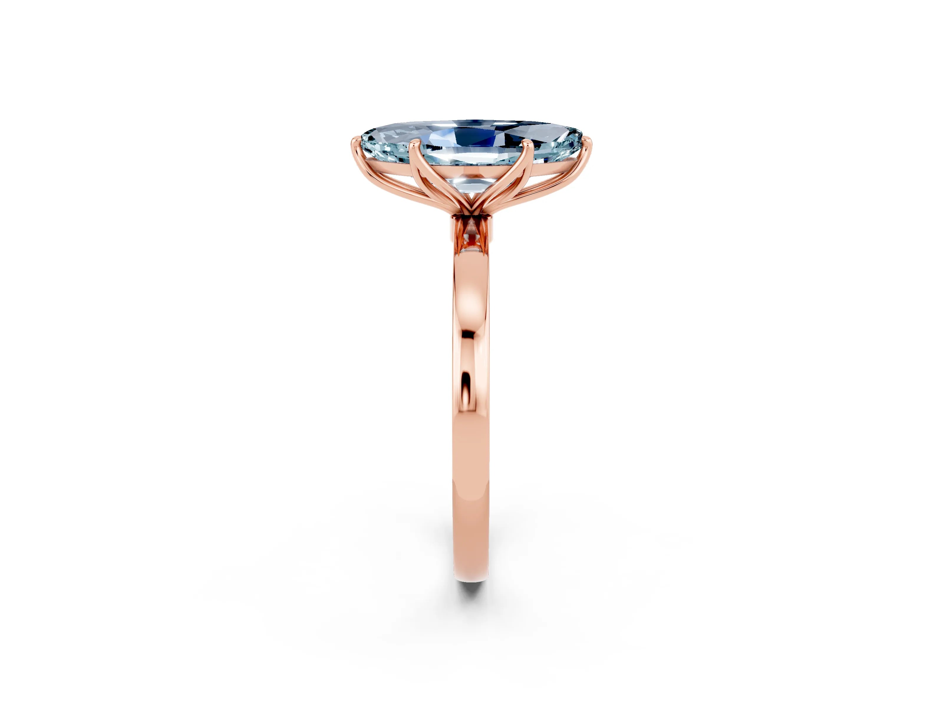 Rose gold Marquise Cut Solitaire Diamond Ring with Thin Band and Four-Prong Setting_2