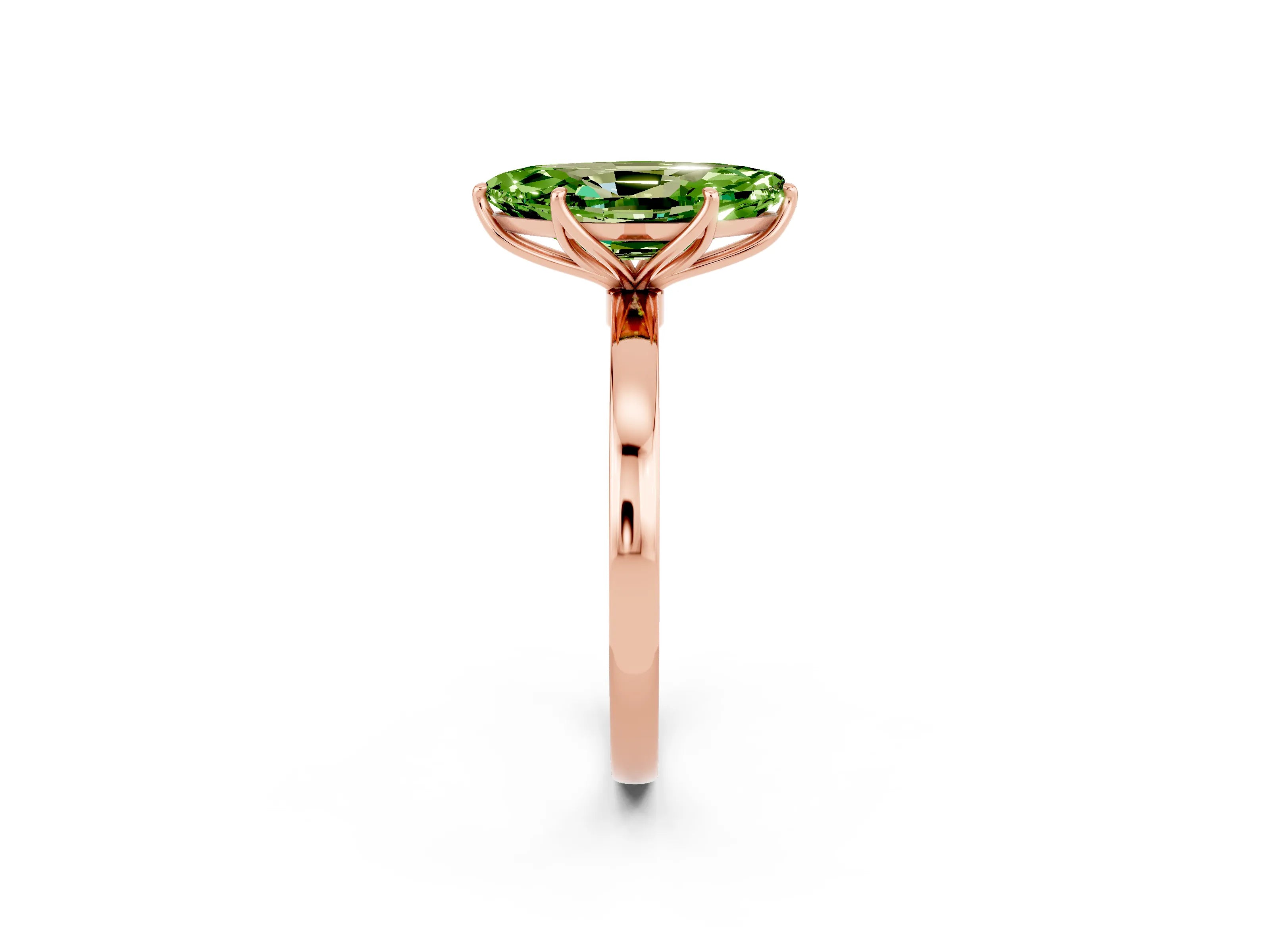 Rose gold Marquise Cut Solitaire Diamond Ring with Thin Band and Four-Prong Setting_2