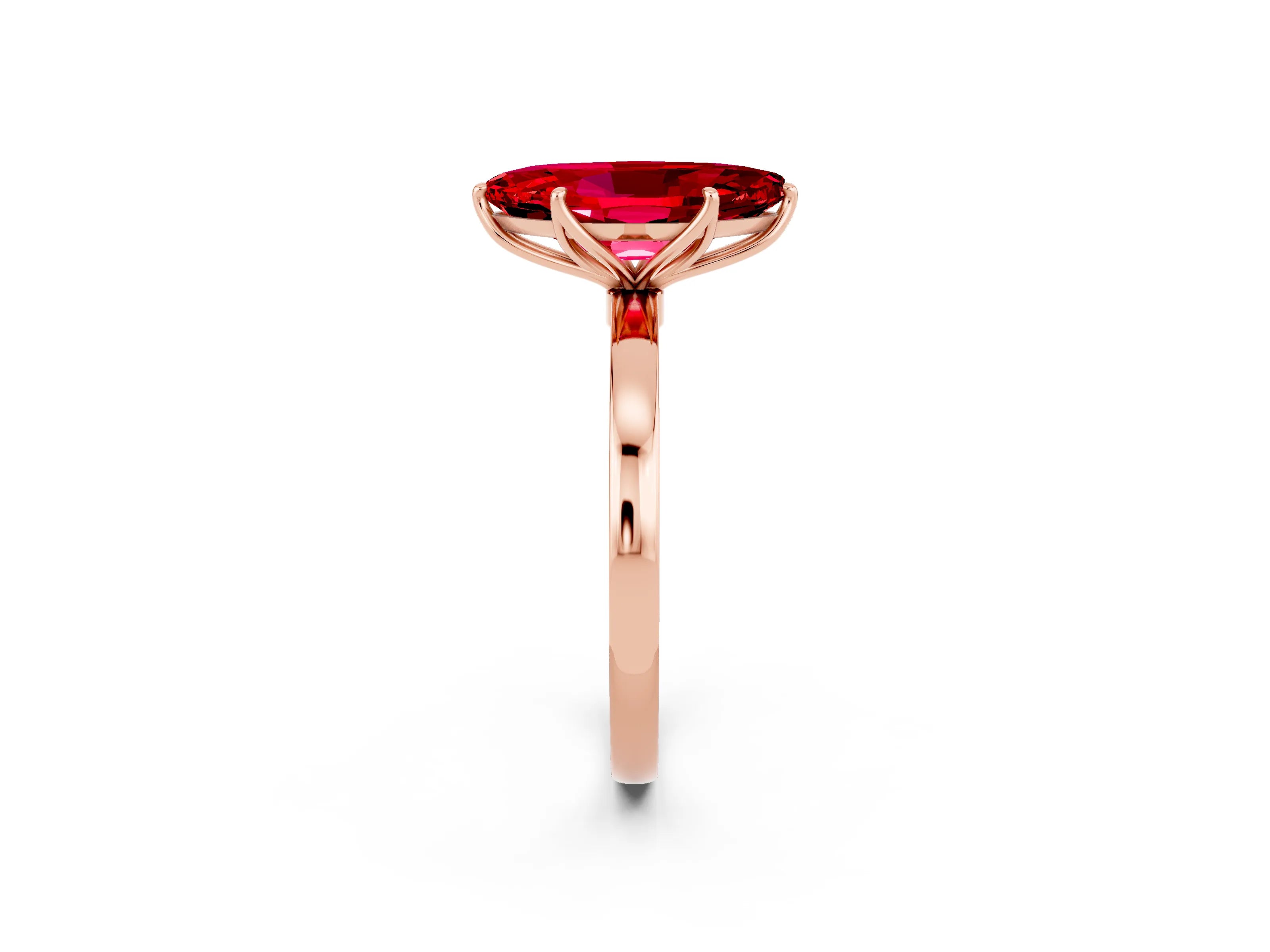 Rose gold Marquise Cut Solitaire Diamond Ring with Thin Band and Four-Prong Setting_2