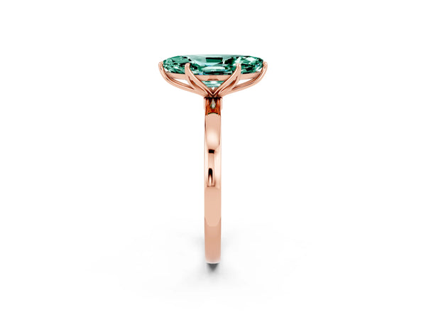 Rose gold Marquise Cut Solitaire Diamond Ring with Thin Band and Four-Prong Setting