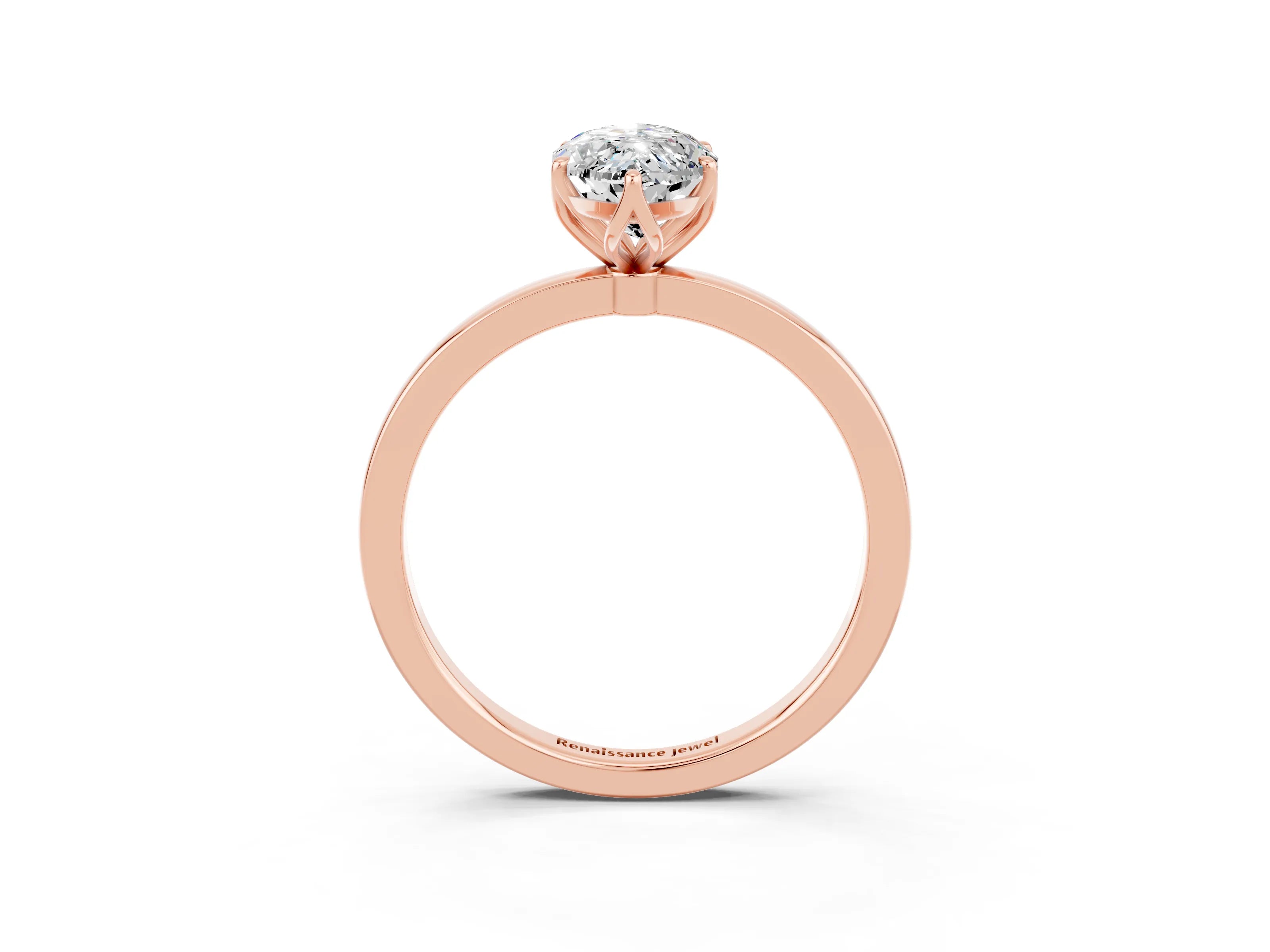 Rose gold Marquise Cut Solitaire Diamond Ring with Thin Band and Four-Prong Setting_3