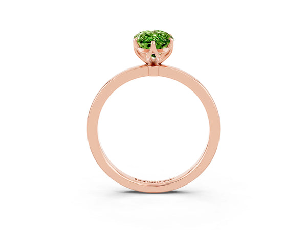 Rose gold Marquise Cut Solitaire Diamond Ring with Thin Band and Four-Prong Setting