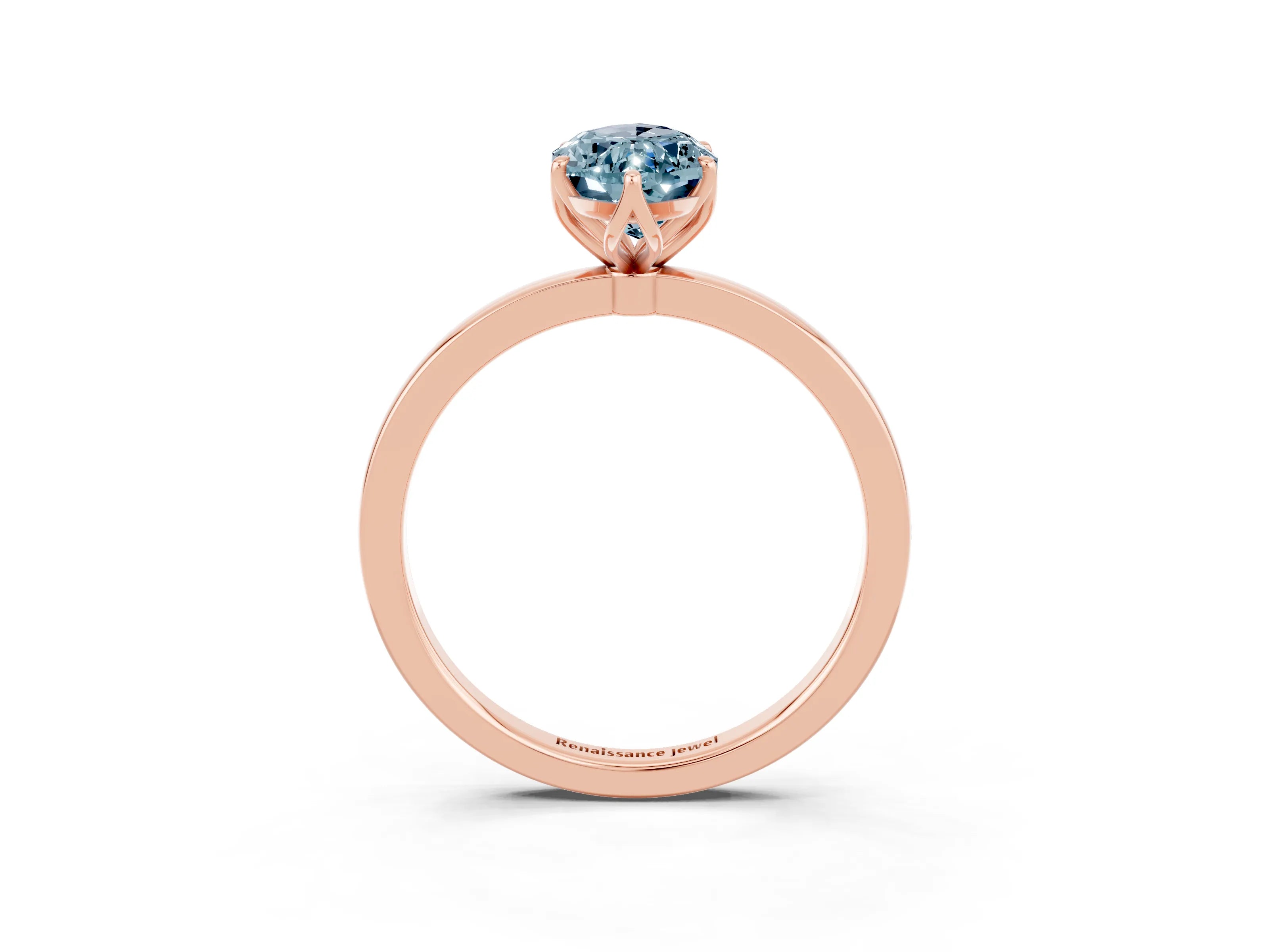 Rose gold Marquise Cut Solitaire Diamond Ring with Thin Band and Four-Prong Setting_3