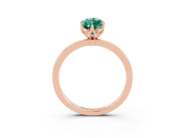 Rose gold Marquise Cut Solitaire Diamond Ring with Thin Band and Four-Prong Setting