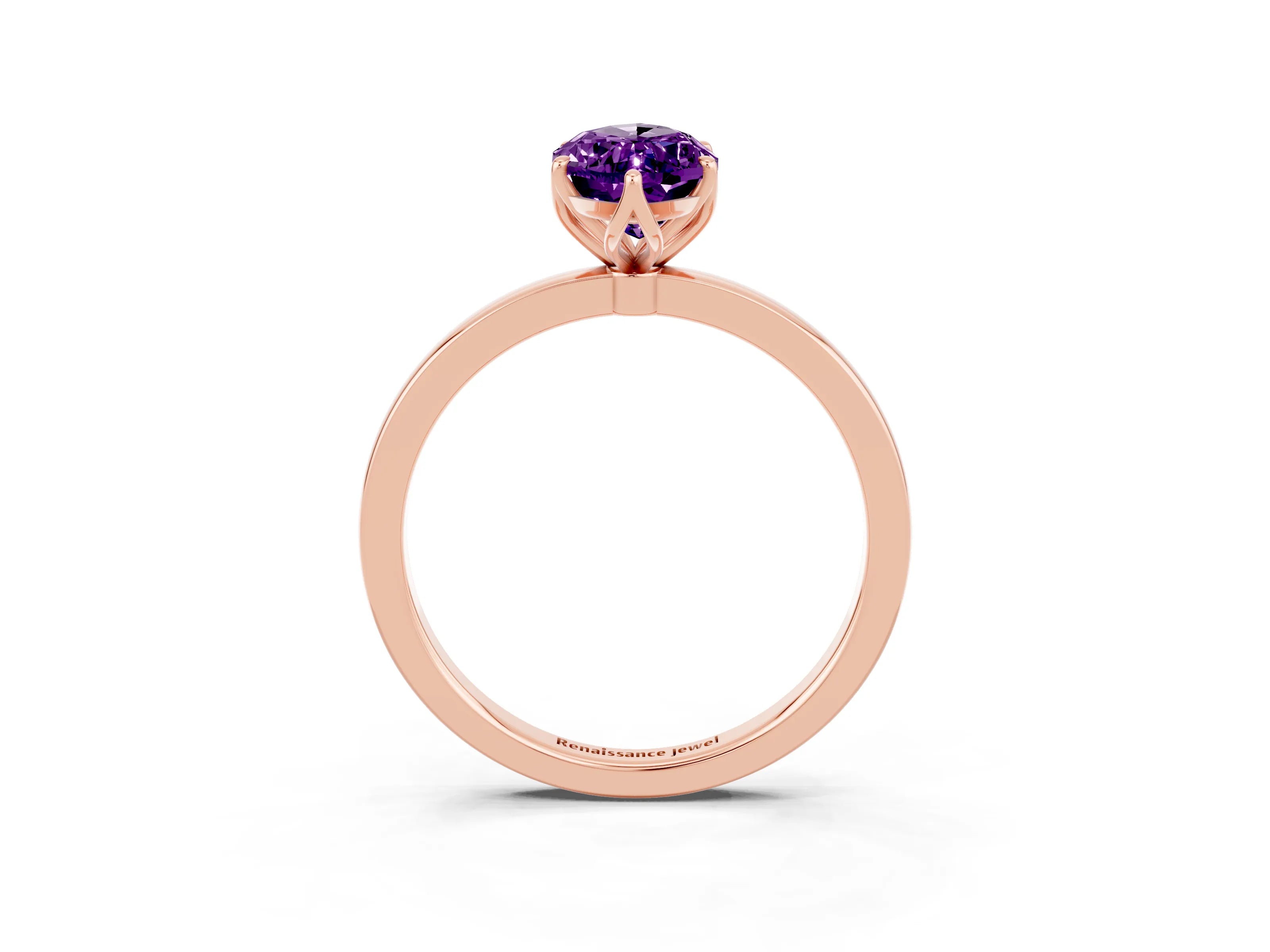Rose gold Marquise Cut Solitaire Diamond Ring with Thin Band and Four-Prong Setting_3