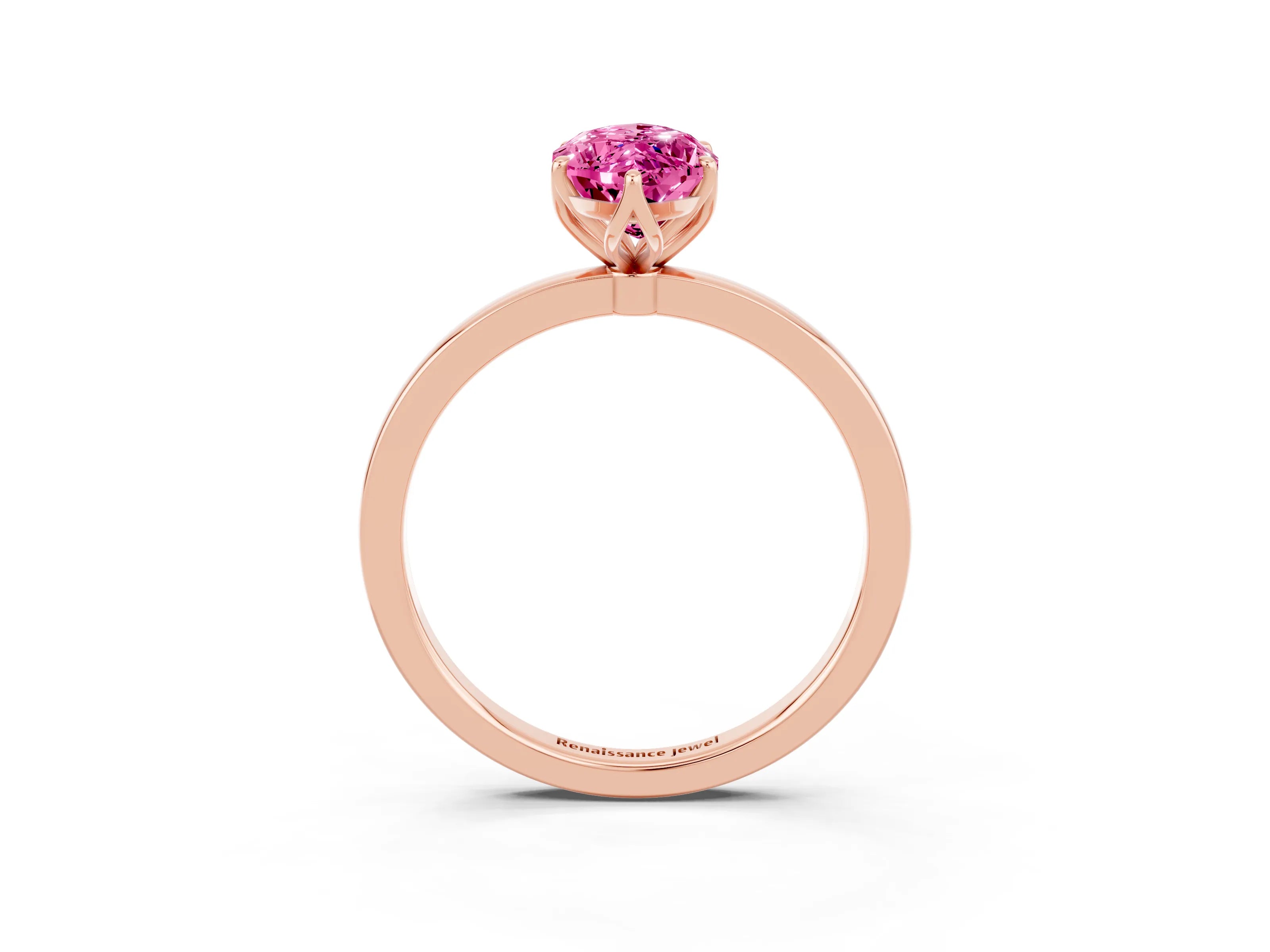 Rose gold Marquise Cut Solitaire Diamond Ring with Thin Band and Four-Prong Setting_3
