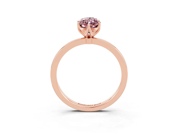 Rose gold Marquise Cut Solitaire Diamond Ring with Thin Band and Four-Prong Setting