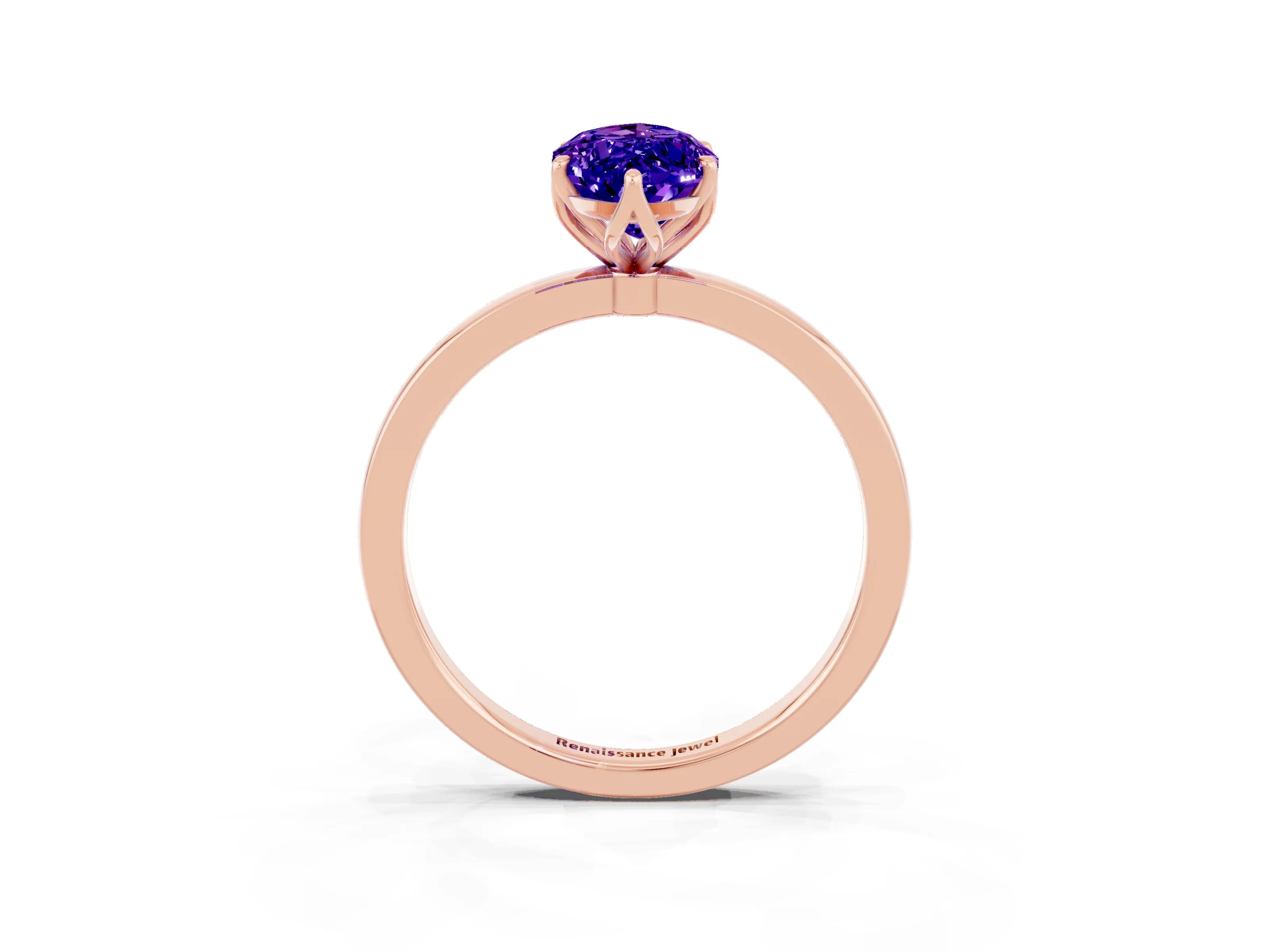 Rose gold Marquise Cut Solitaire Diamond Ring with Thin Band and Four-Prong Setting_3