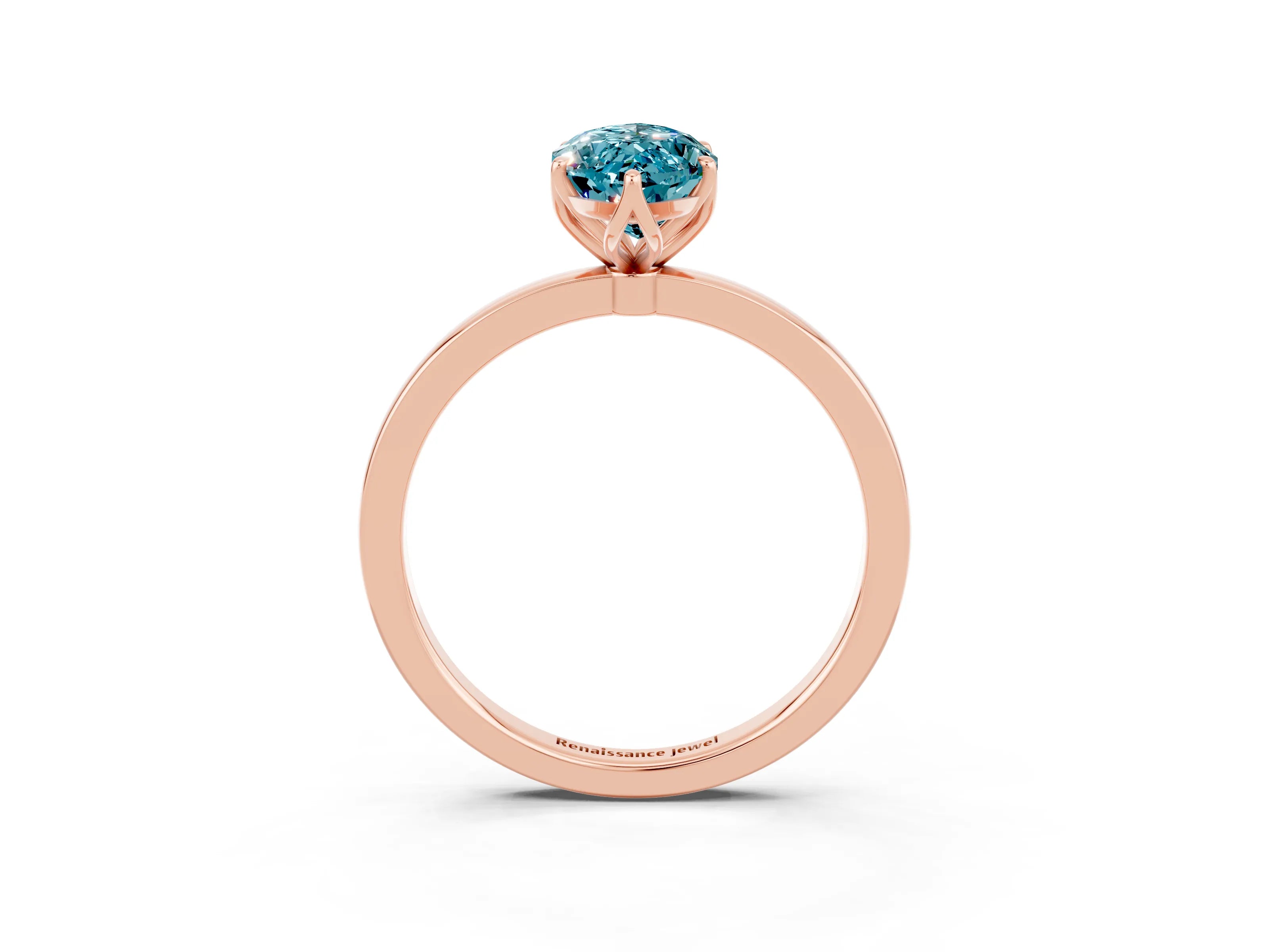 Rose gold Marquise Cut Solitaire Diamond Ring with Thin Band and Four-Prong Setting_3