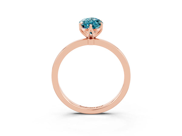 Rose gold Marquise Cut Solitaire Diamond Ring with Thin Band and Four-Prong Setting