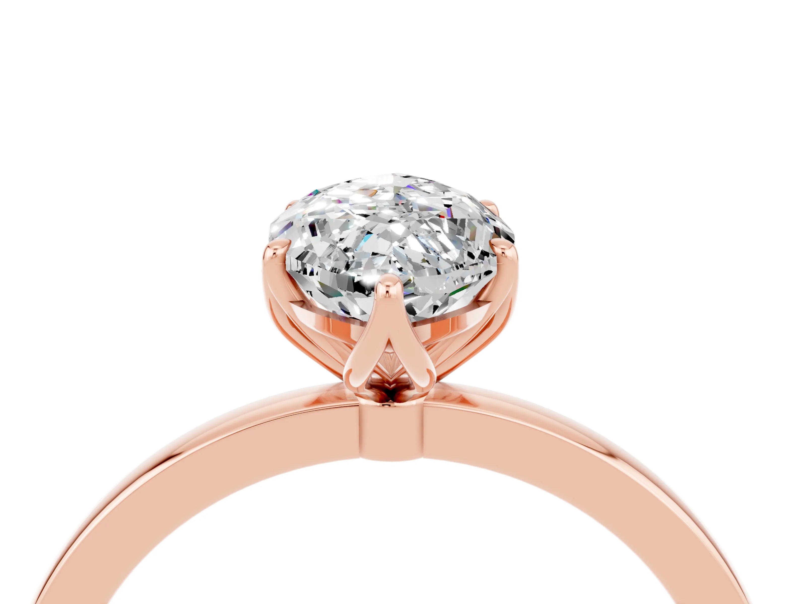 Rose gold Marquise Cut Solitaire Diamond Ring with Thin Band and Four-Prong Setting_4