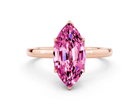 Rose gold Marquise Cut Solitaire Diamond Ring with Thin Band and Four-Prong Setting