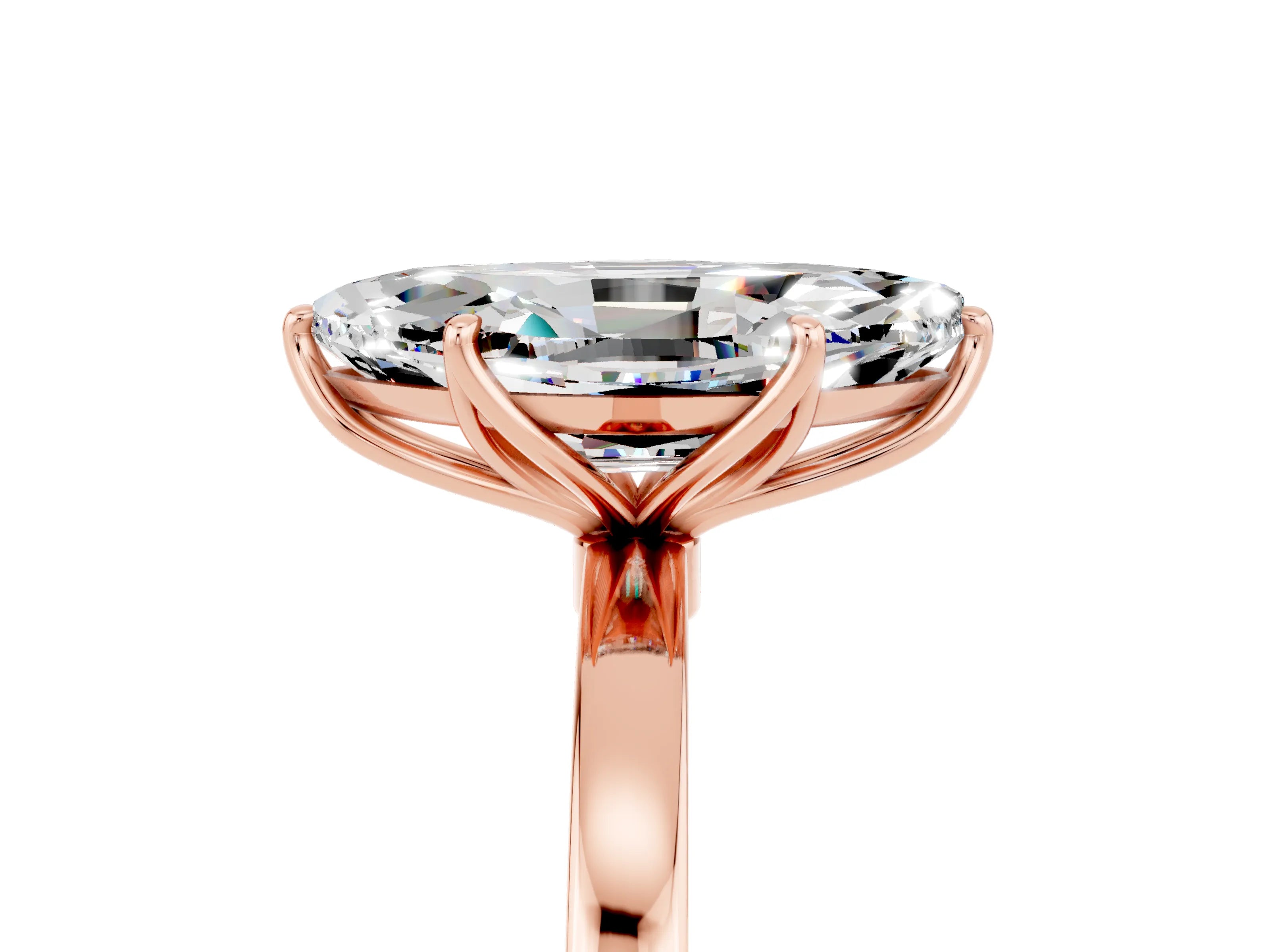 Rose gold Marquise Cut Solitaire Diamond Ring with Thin Band and Four-Prong Setting_5