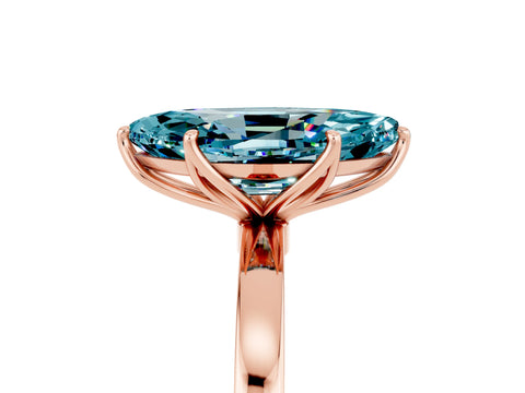 Rose gold Marquise Cut Solitaire Diamond Ring with Thin Band and Four-Prong Setting_5