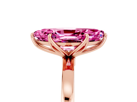 Rose gold Marquise Cut Solitaire Diamond Ring with Thin Band and Four-Prong Setting_5