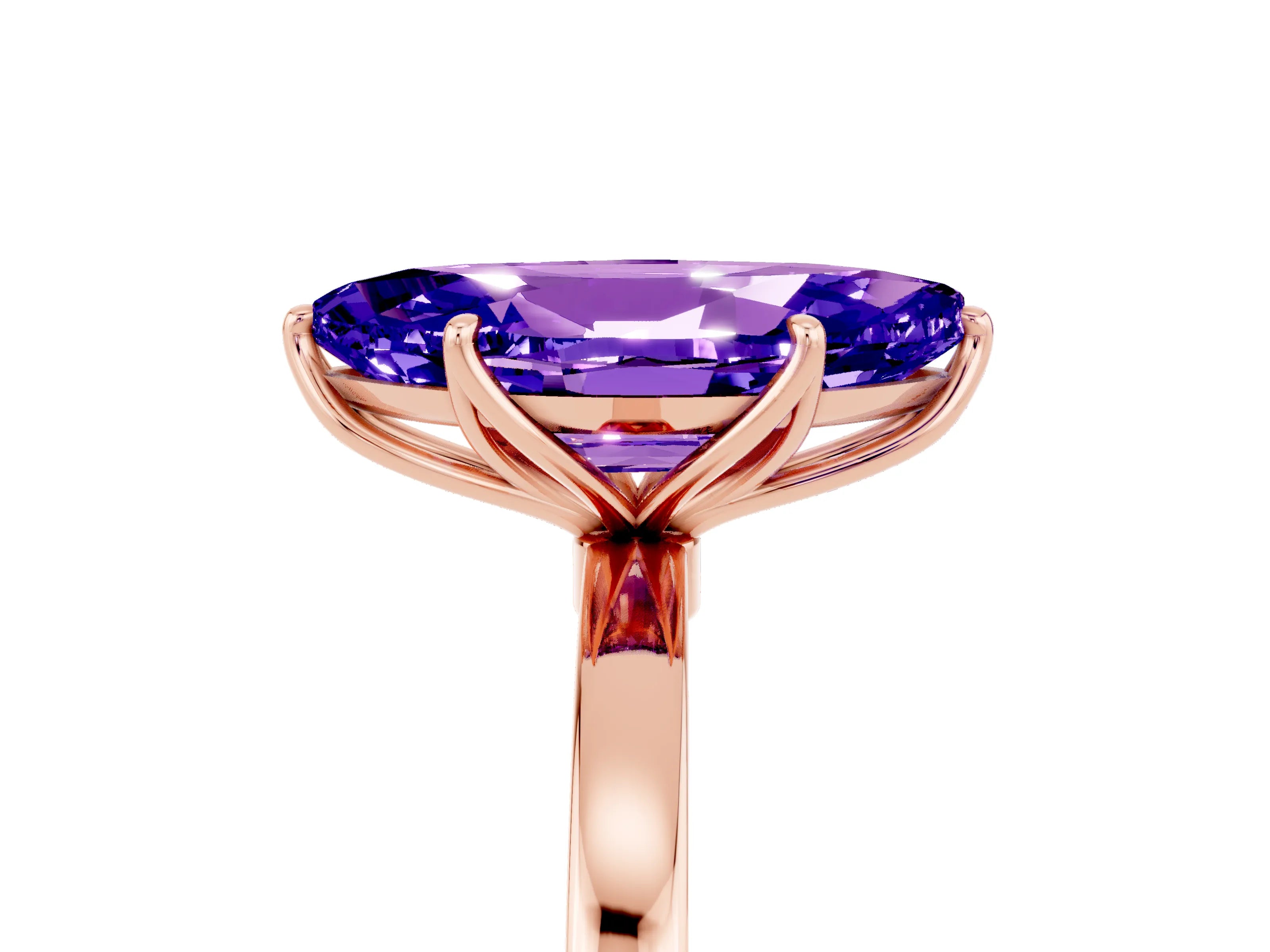 Rose gold Marquise Cut Solitaire Diamond Ring with Thin Band and Four-Prong Setting_5