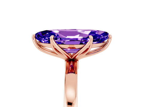 Rose gold Marquise Cut Solitaire Diamond Ring with Thin Band and Four-Prong Setting_5