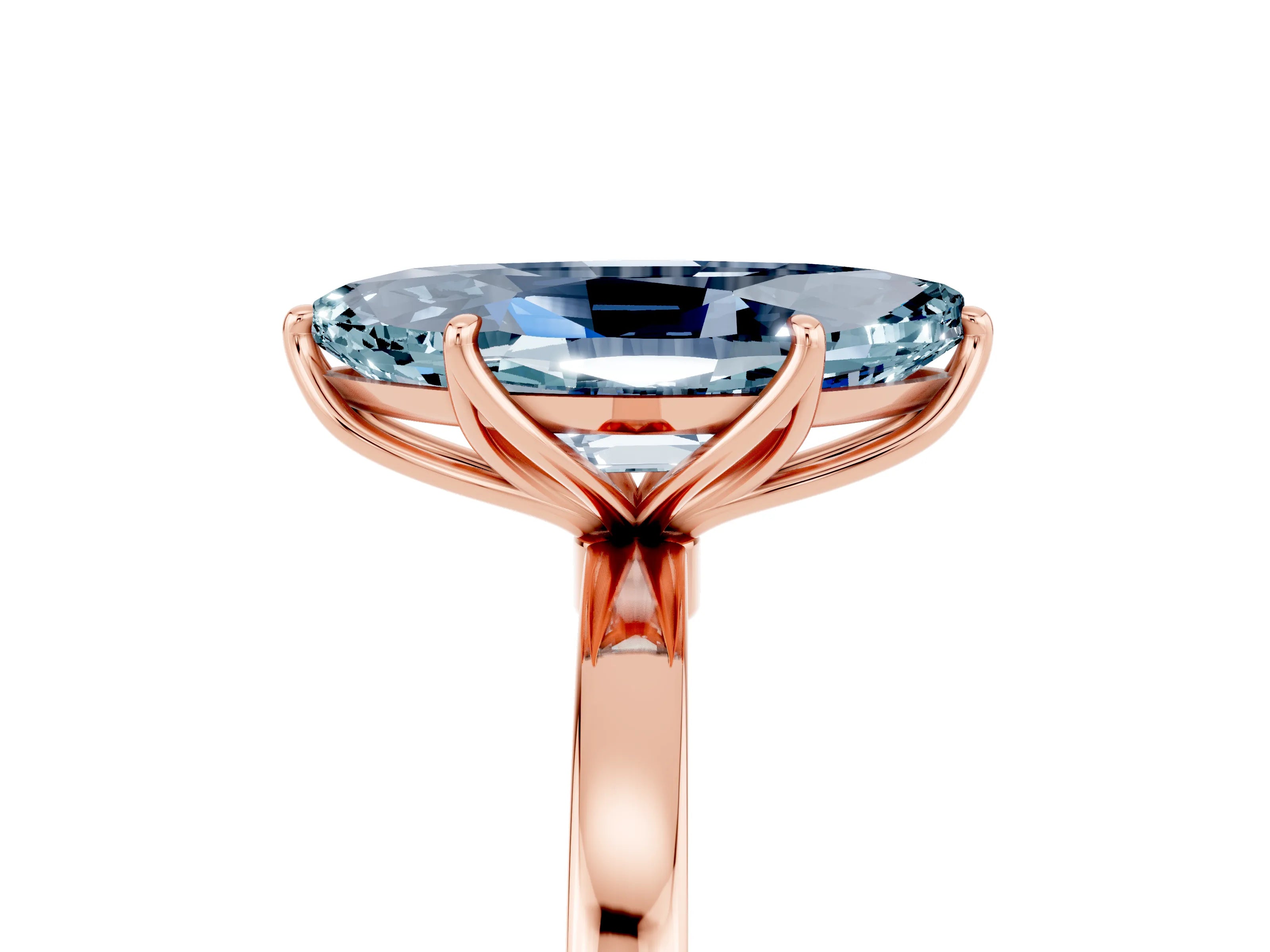 Rose gold Marquise Cut Solitaire Diamond Ring with Thin Band and Four-Prong Setting_5