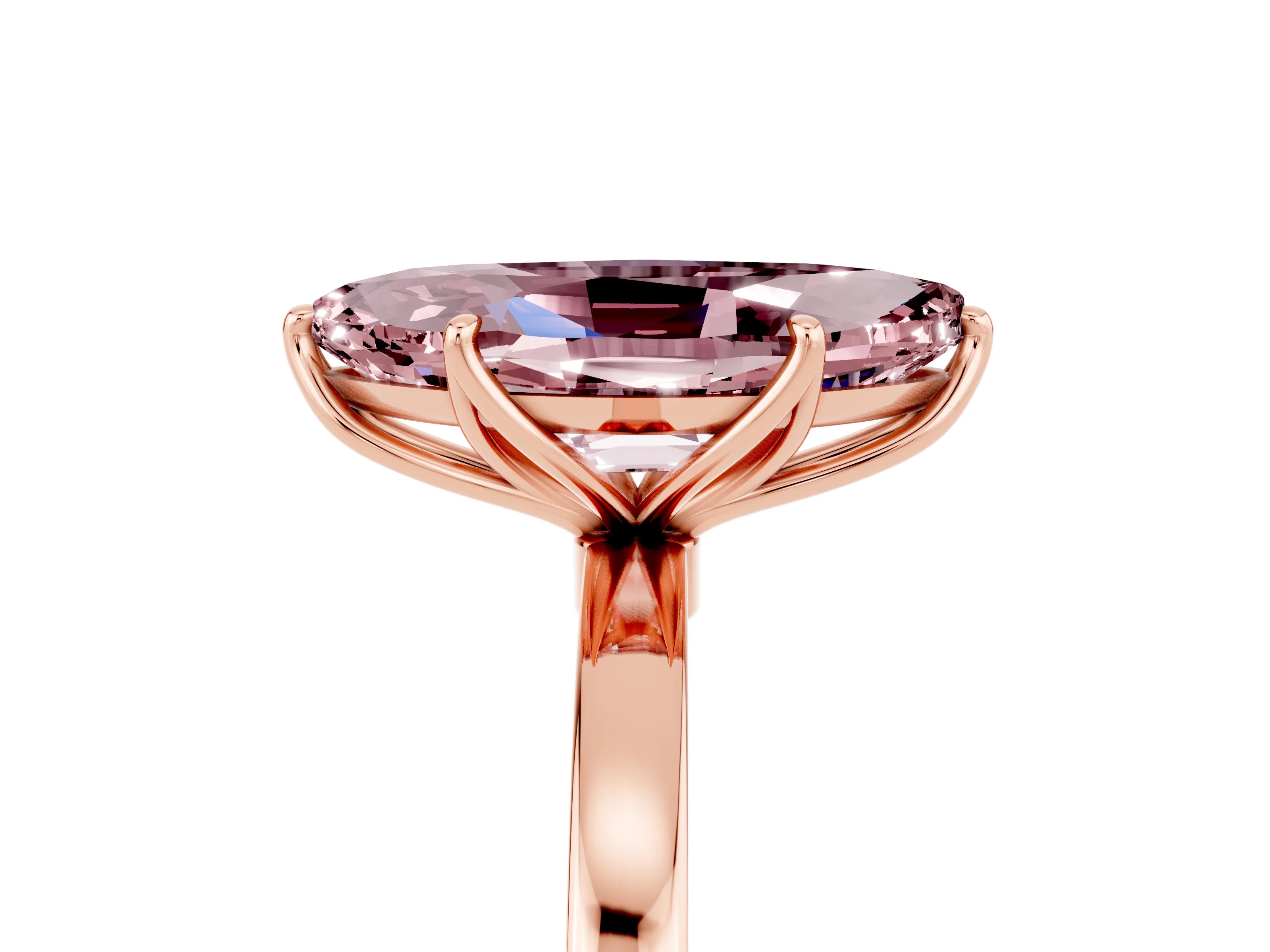 Rose gold Marquise Cut Solitaire Diamond Ring with Thin Band and Four-Prong Setting_5