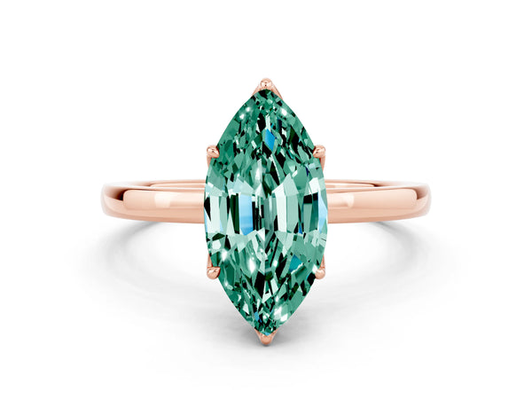 Rose gold Marquise Cut Solitaire Diamond Ring with Thin Band and Four-Prong Setting