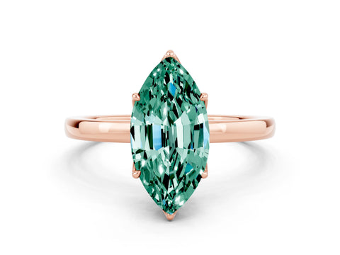 Rose gold Marquise Cut Solitaire Diamond Ring with Thin Band and Four-Prong Setting