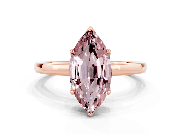 Rose gold Marquise Cut Solitaire Diamond Ring with Thin Band and Four-Prong Setting
