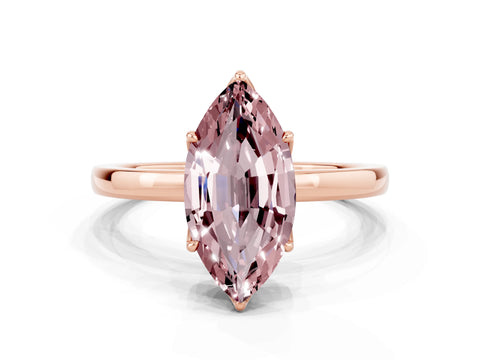Rose gold Marquise Cut Solitaire Diamond Ring with Thin Band and Four-Prong Setting