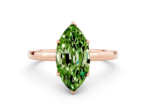 Rose gold Marquise Cut Solitaire Diamond Ring with Thin Band and Four-Prong Setting